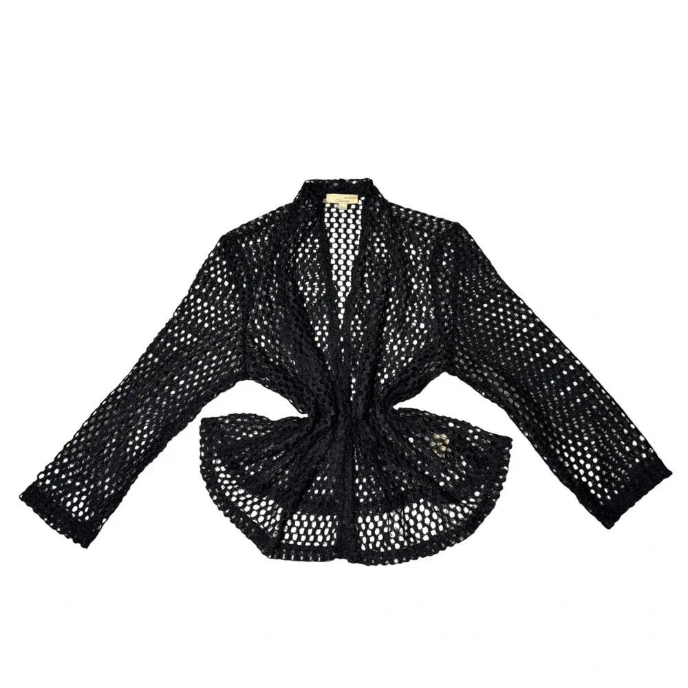 Vintage Choices Open Knit Fishnet Cardigan Black Size L Fairy Grunge Alt